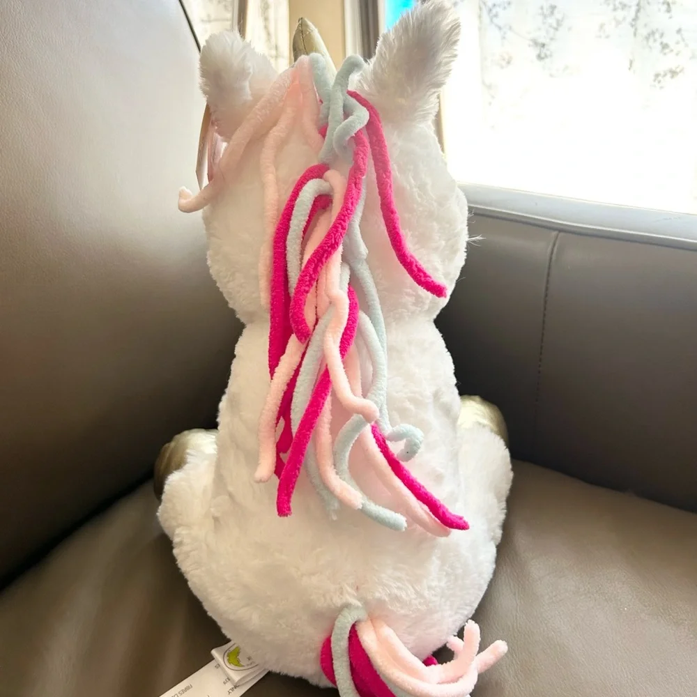 Claire's White Unicorn Plush 14”inch Aurora with Gold and Pink Details